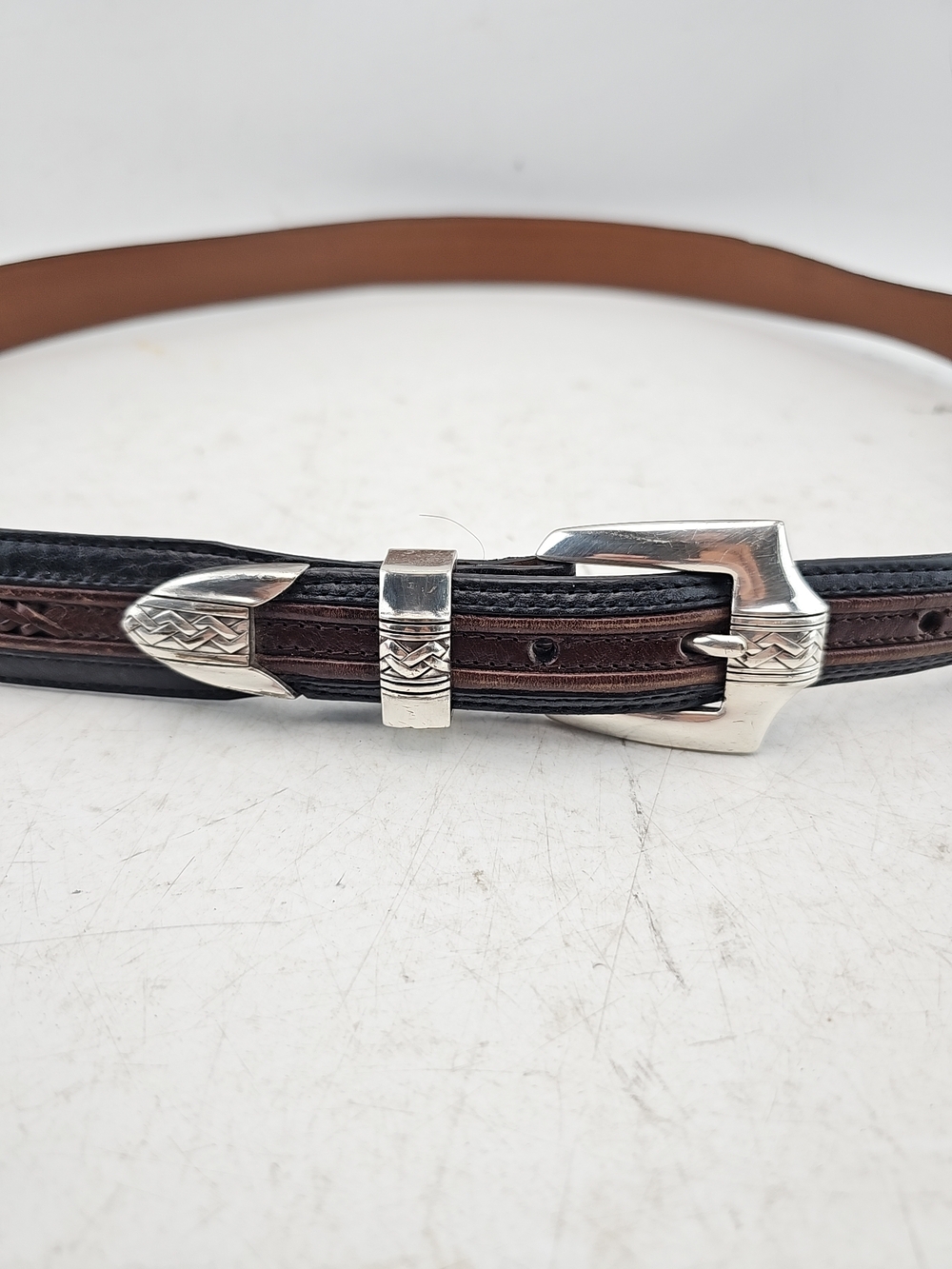 Brighton Onyx Braided Leather Belt